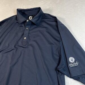 FootJoy Polo Shirt Mens Medium Blue Stripe Golf Performance Jersey Stretch